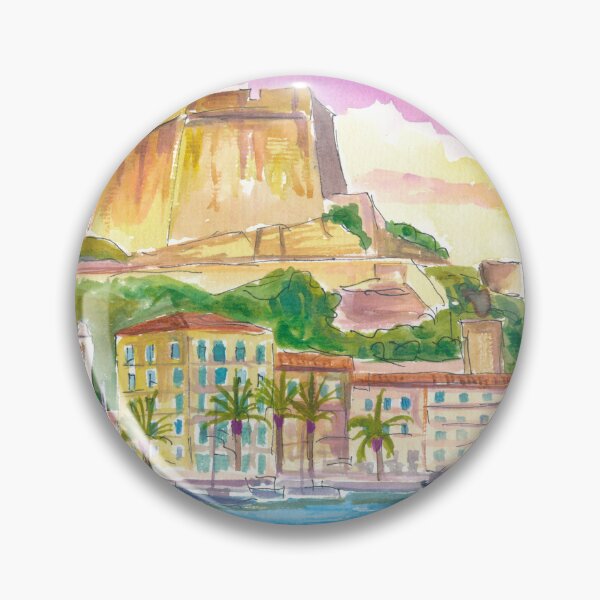 Artikelvorschau, Bonifacio-Klippen, Korsika – Spektakuläre Kalksteinfelsen mit historischem Stadtbild und Meerblick | Mediterrane Küstenillustration – Wandbild entworfen und verkauft von artshop77.