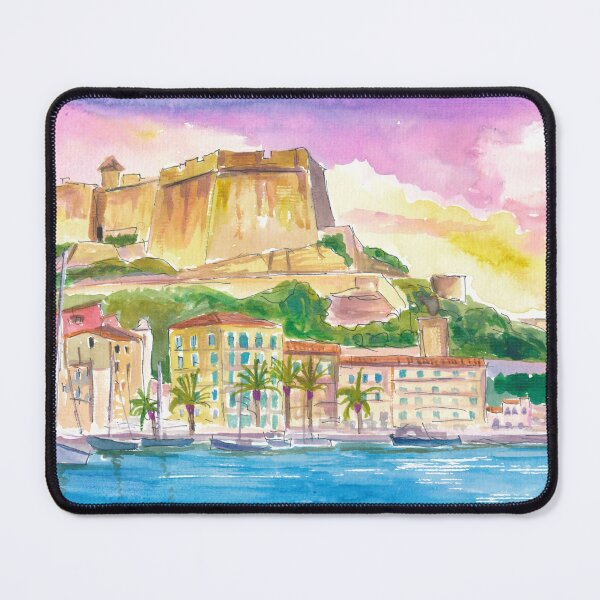 Item preview, Bonifacio Cliffs Corsica – Dramatic Limestone Cliffs with Historic Town & Sea View | Mediterranean Coastal Illustration Travel Wall Art designed and sold by artshop77.