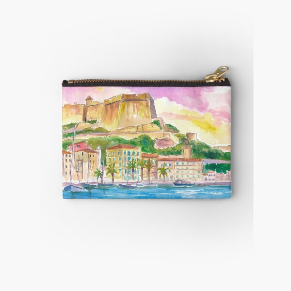 Item preview, Bonifacio Cliffs Corsica – Dramatic Limestone Cliffs with Historic Town & Sea View | Mediterranean Coastal Illustration Travel Wall Art designed and sold by artshop77.