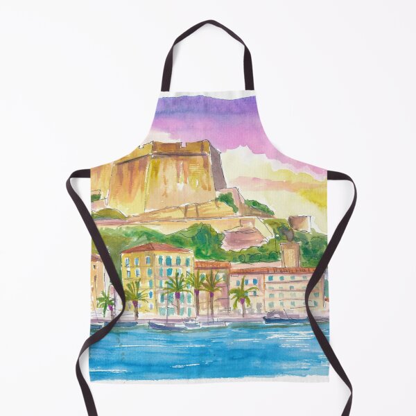 Item preview, Bonifacio Cliffs Corsica – Dramatic Limestone Cliffs with Historic Town & Sea View | Mediterranean Coastal Illustration Travel Wall Art designed and sold by artshop77.