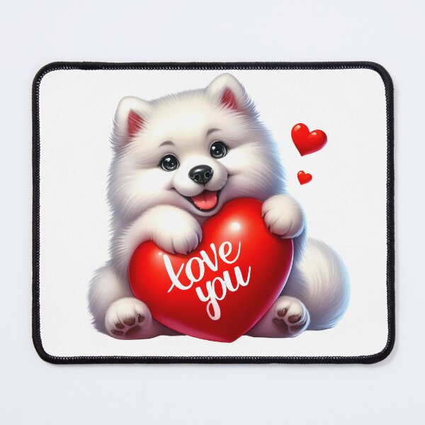 Item preview, Valentine Samoyed Dog Love You - Cute White Puppy Heart designed and sold by FuzionRaptor.