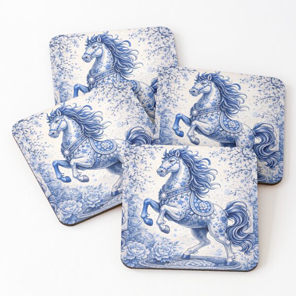 Item preview, Blue Porcelain Horse – Chinese Zodiac Delftware Art designed and sold by PunchDrop.