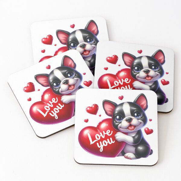 Item preview, Valentine Boston Bull Terrier - Cute Puppy Love You Art designed and sold by FuzionRaptor.