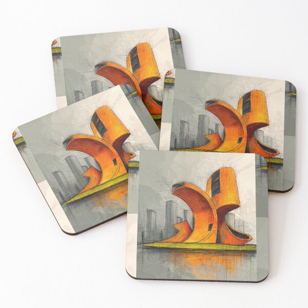 Item preview, Innovative Urban Architecture with Sweeping Curves and Bold Orange Geometry designed and sold by OlfactoART Studio.