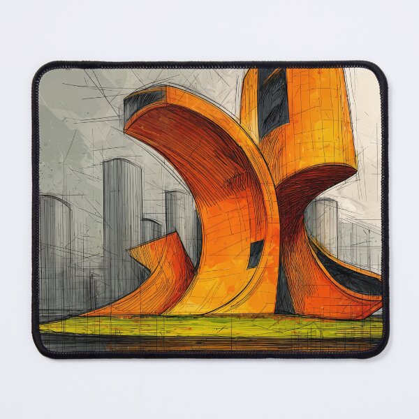 Item preview, Innovative Urban Architecture with Sweeping Curves and Bold Orange Geometry designed and sold by OlfactoART Studio.