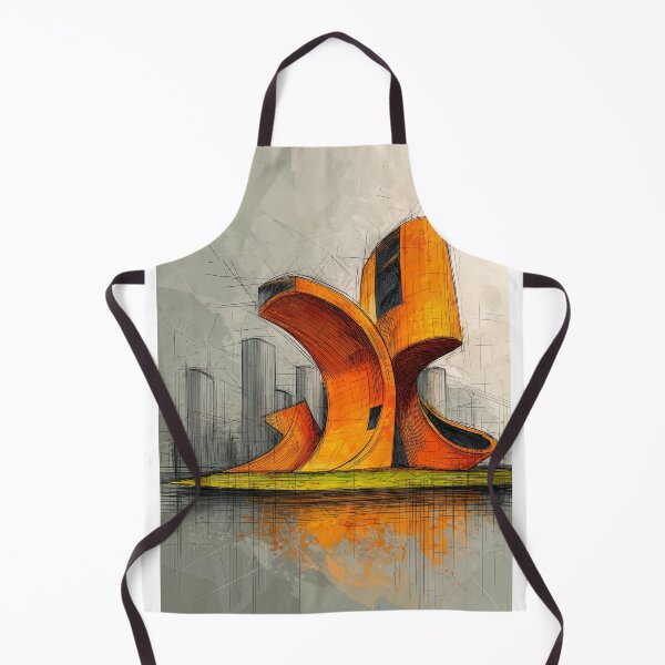 Item preview, Innovative Urban Architecture with Sweeping Curves and Bold Orange Geometry designed and sold by OlfactoART Studio.