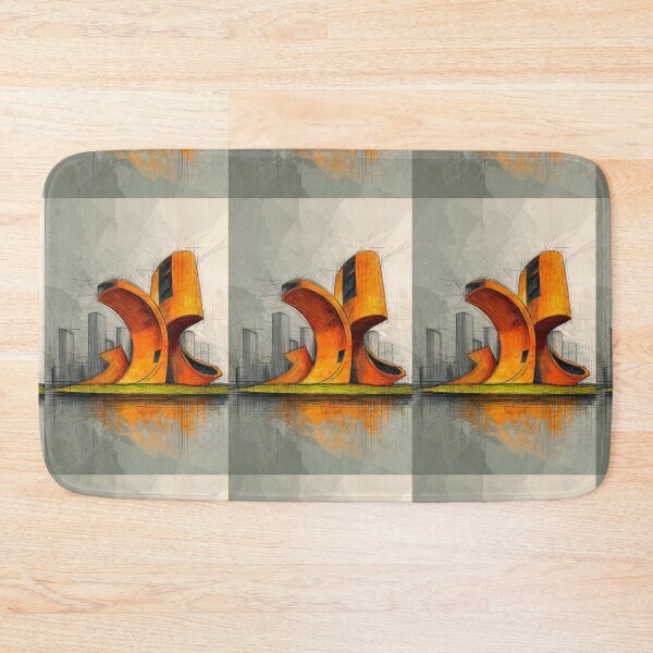 Item preview, Innovative Urban Architecture with Sweeping Curves and Bold Orange Geometry designed and sold by OlfactoART Studio.