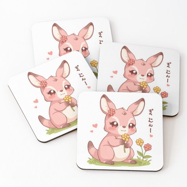 Item preview, Adorable Chubby Pink Kangaroo Picking Flowers designed and sold by aqua1001.