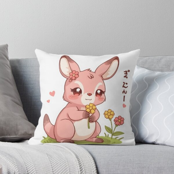 Item preview, Adorable Chubby Pink Kangaroo Picking Flowers designed and sold by aqua1001.