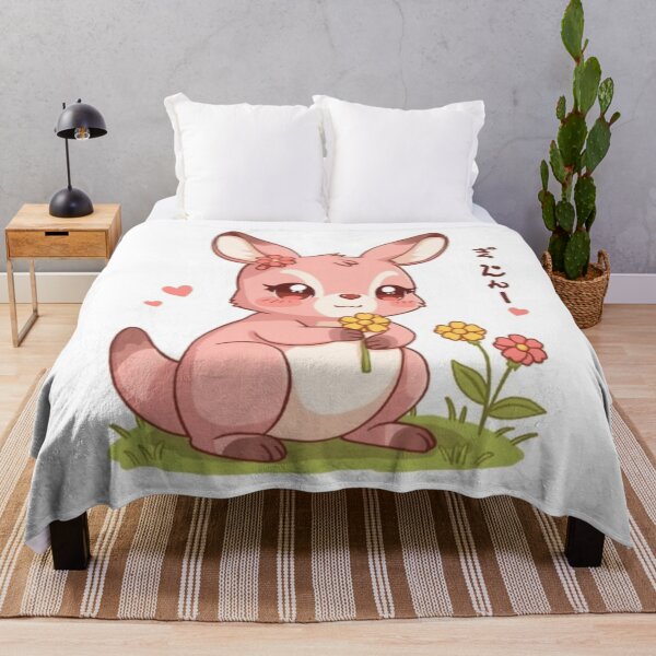 Item preview, Adorable Chubby Pink Kangaroo Picking Flowers designed and sold by aqua1001.