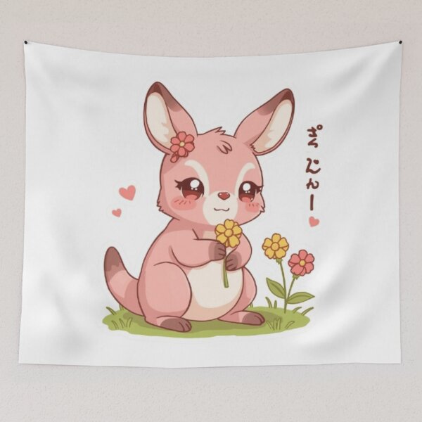 Item preview, Adorable canguro rosa regordete recogiendo flores designed and sold by aqua1001.