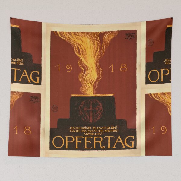 Item preview, German WWI Propaganda Poster | 1918 Artwork by Walter Dittrich | Opfertag Day of Sacrifice | Historical Art Print & Decor designed and sold by artofuniverse.