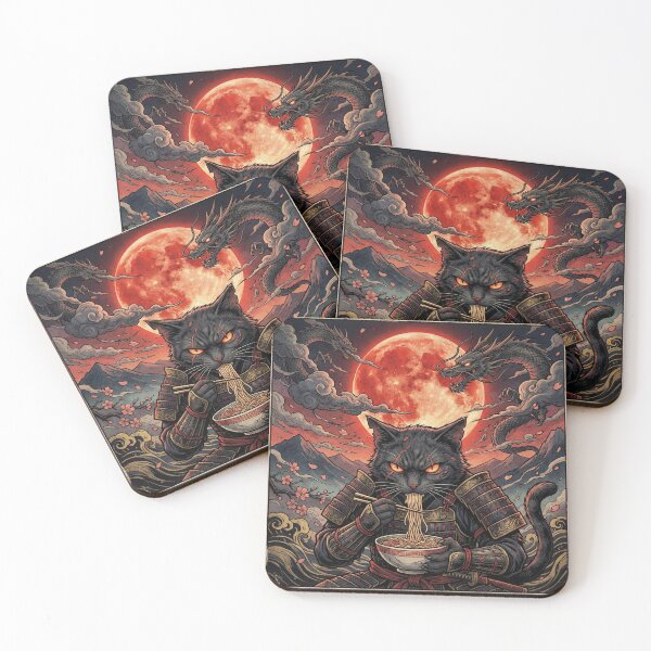 Item preview, Battleborn Dragon Cat Ramen - Red Eclipse Dark Japanese Art designed and sold by KaryaVisionSTR.
