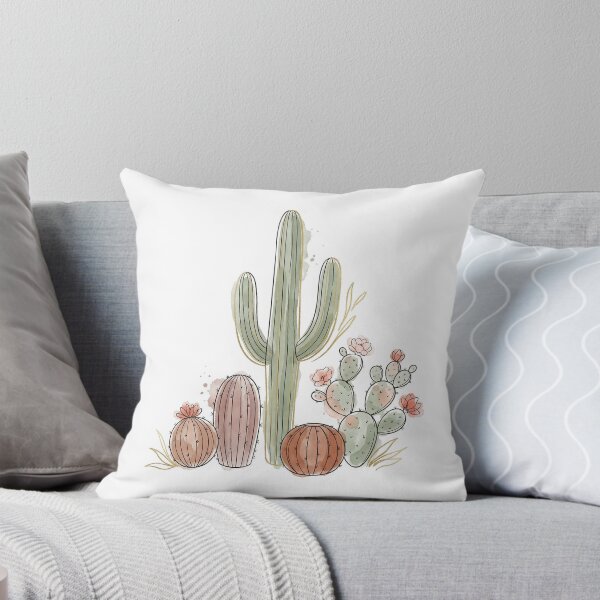 Artikelvorschau, Aquarell-Illustration eines Wüstenkaktusgartens mit Saguaro-Sukkulenten entworfen und verkauft von Maxbevier.