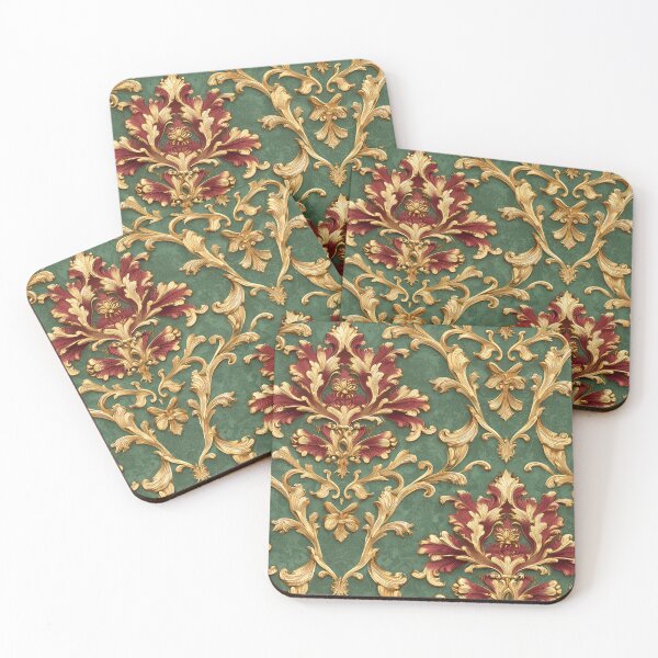 Item preview, Emerald Gold Baroque Damask designed and sold by Jirka Svetlik, Studio Illuvision.