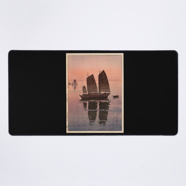 Item preview, Sailing Boats Evening Print | Yoshida Hiroshi Art | Shin Hanga Woodblock | Japanese & Western Techniques | Serene Landscape designed and sold by artofuniverse.
