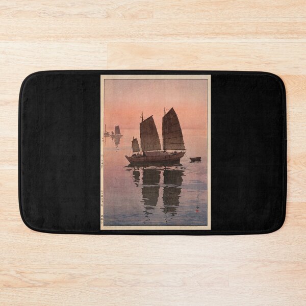 Item preview, Sailing Boats Evening Print | Yoshida Hiroshi Art | Shin Hanga Woodblock | Japanese & Western Techniques | Serene Landscape designed and sold by artofuniverse.