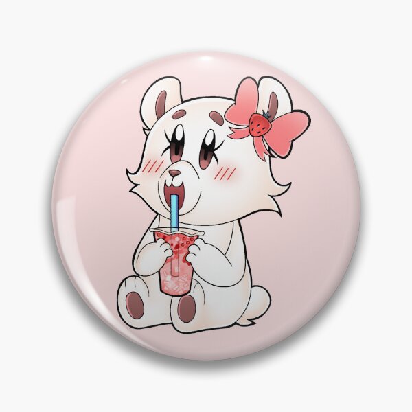 Item preview, White Bear Drinking Stawberry Tea Boba designed and sold by pinkbobabear.