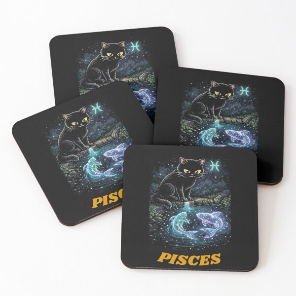 Item preview, Pisces Zodiac Black Cat - Mystical Koi Pond Art designed and sold by JakubDesigns89.