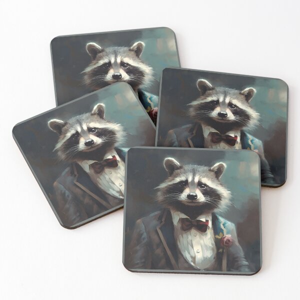 Item preview, Vintage Raccoon Portrait Great Gatsby Style Oil Painting designed and sold by naughty-raccoon.