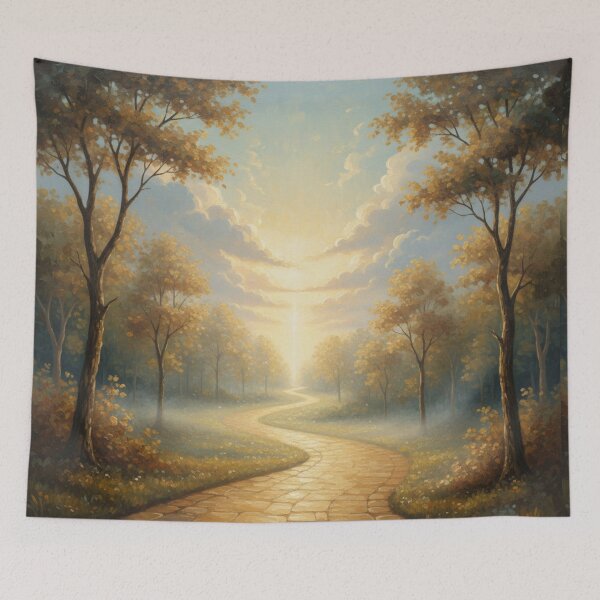 Item preview, Golden Path to Light – Autumn Forest Landscape Wall Art of Hope | Percent Exclusive designed and sold by MonaRose_Art.