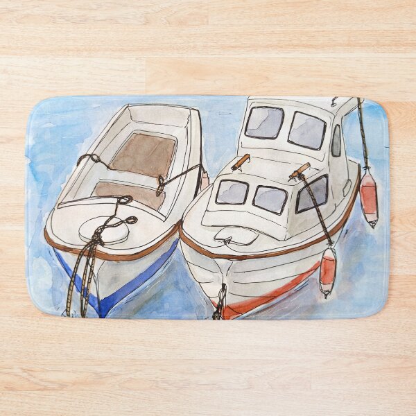 Item preview, Boats in Baška – Mediterranean watercolor from Croatia designed and sold by Art by M.H..