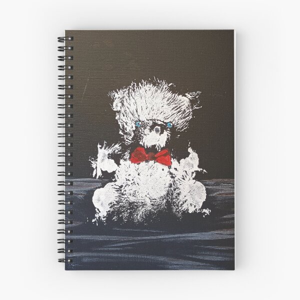 Item preview, Loyal friend - Little bear with red bow tie - Acrylic painting on black background designed and sold by Art by M.H..