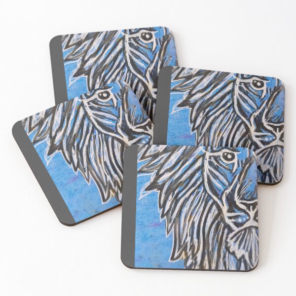 Item preview, The Lion - Lion in blue, black and white designed and sold by Art by M.H..