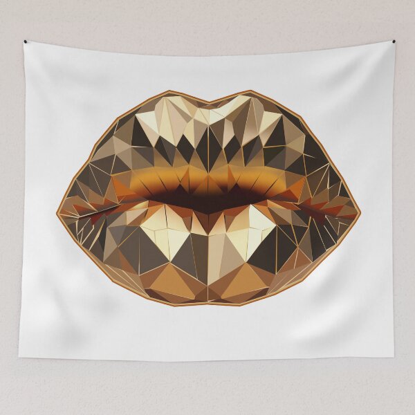 Item preview, Golden Lips Low Poly – Luxury Abstract Lips on Transparent Background designed and sold by InFrameVision.