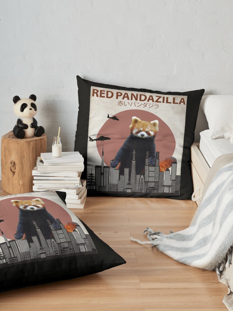 Alternate view of Red Pandazilla Red Panda Giant Monster Parody Floor Pillow