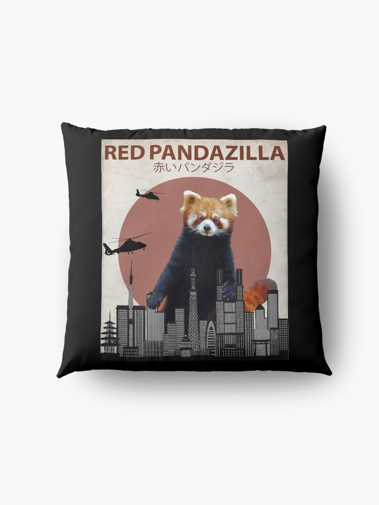 Alternate view of Red Pandazilla Red Panda Giant Monster Parody Floor Pillow