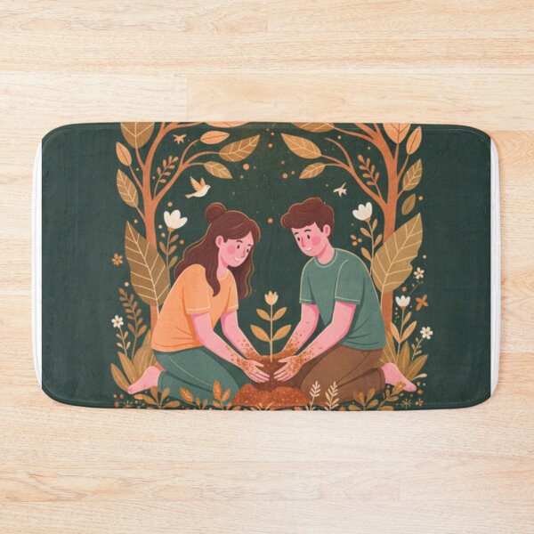 Item preview, Eco Friendly Valentine’s Day Art – Love Grows With Nature Forest Couple Design designed and sold by BlueYasmine.