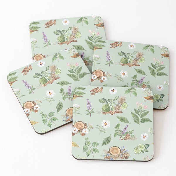 Item preview, Fragrant Plants Botanical Pattern on Green designed and sold by Flowersforbear.