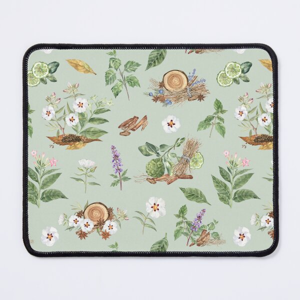 Item preview, Fragrant Plants Botanical Pattern on Green designed and sold by Flowersforbear.