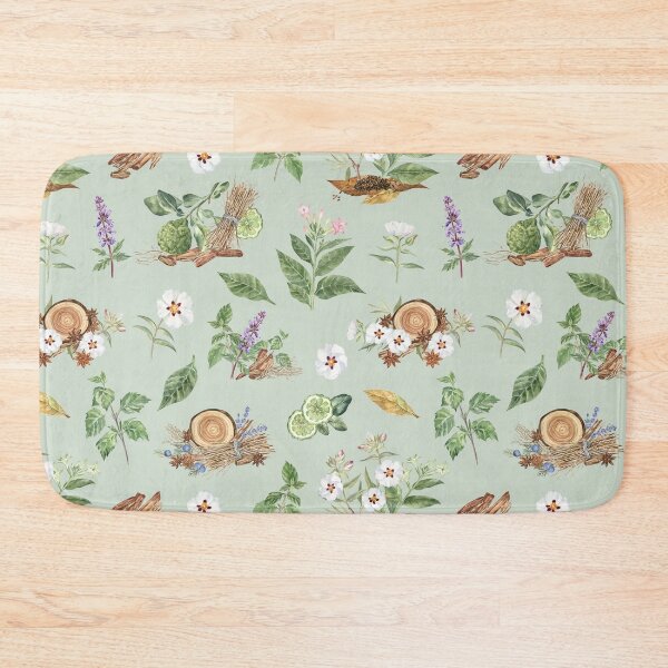 Item preview, Fragrant Plants Botanical Pattern on Green designed and sold by Flowersforbear.