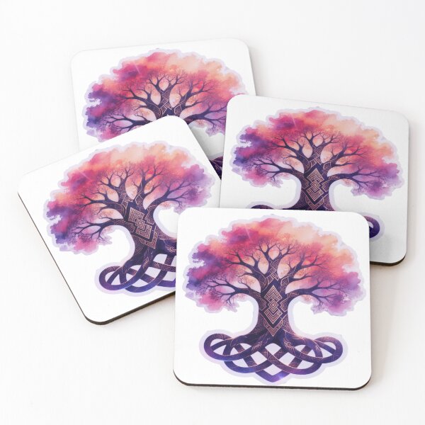Item preview, Rise & Root – Fiery Tree of Life Sticker in Electric Autumn Blaze designed and sold by ARTCREATESHOP.