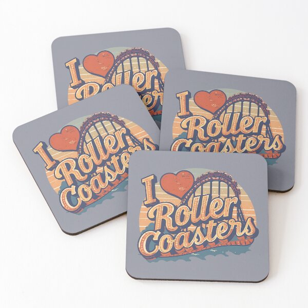 Item preview, I Love Roller Coasters Retro Sunset Theme Park designed and sold by Coaster Culture Industries.