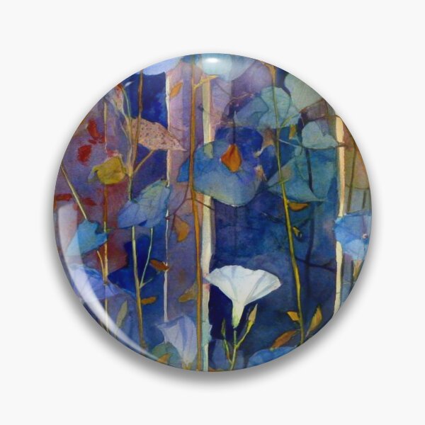 Item preview, Moody Blue Garden Morning Glory Watercolor Seamless Pattern with Gold Highlights designed and sold by dawnleblanc55.