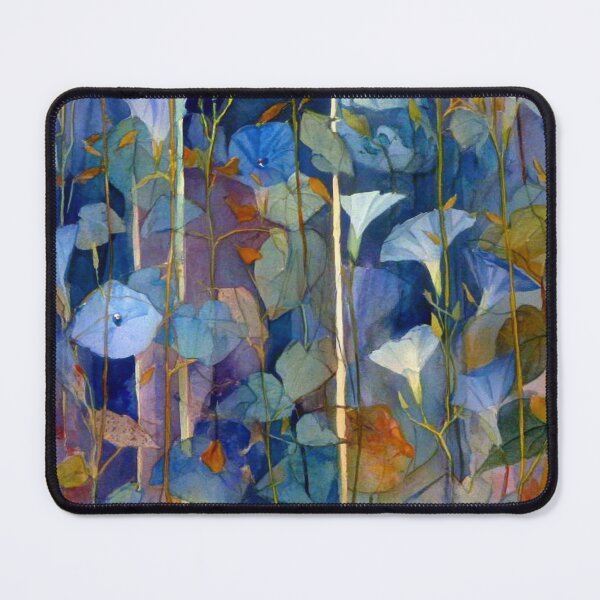 Item preview, Moody Blue Garden Morning Glory Watercolor Seamless Pattern with Gold Highlights designed and sold by dawnleblanc55.