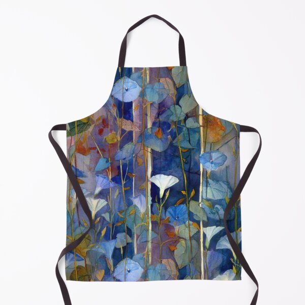 Item preview, Moody Blue Garden Morning Glory Watercolor Seamless Pattern with Gold Highlights designed and sold by dawnleblanc55.