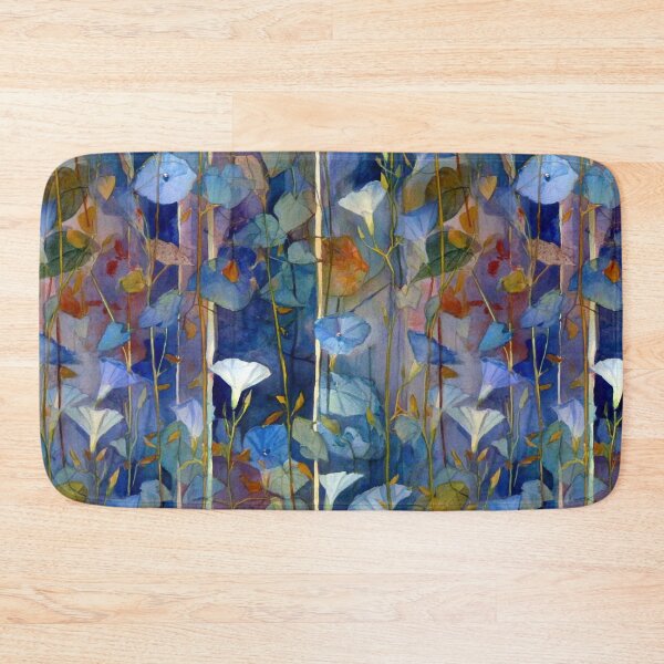 Item preview, Moody Blue Garden Morning Glory Watercolor Seamless Pattern with Gold Highlights designed and sold by dawnleblanc55.