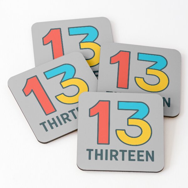 Item preview, "Thirteen" lucky number with minimalist text designed and sold by Moonshroomarts.