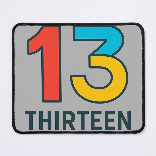 Item preview, "Thirteen" lucky number with minimalist text designed and sold by Moonshroomarts.
