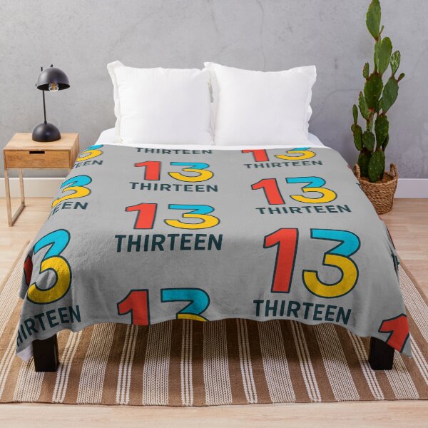 Item preview, "Thirteen" lucky number with minimalist text designed and sold by Moonshroomarts.