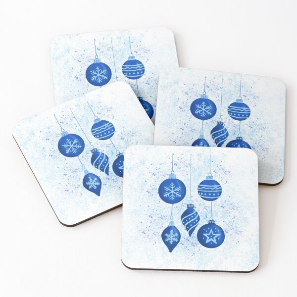 Item preview, Blue Christmas Ornaments on White Background designed and sold by The Elderberry Blossom.