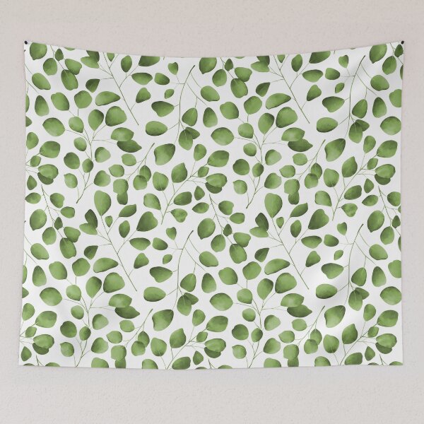 Item preview, Dancing Eucalyptus Leaves - Fresh Green on White BG designed and sold by thecolorbirdie.