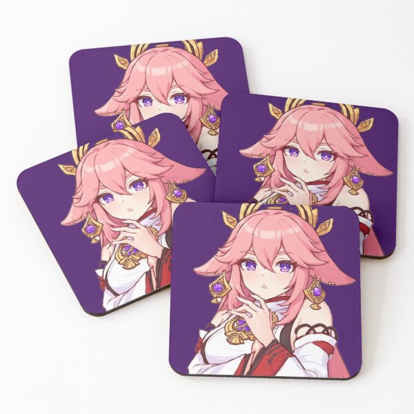 Item preview, Yae Miko Minimalist - Pink Kitsune Priestess Genshin Art designed and sold by Jimakmo.