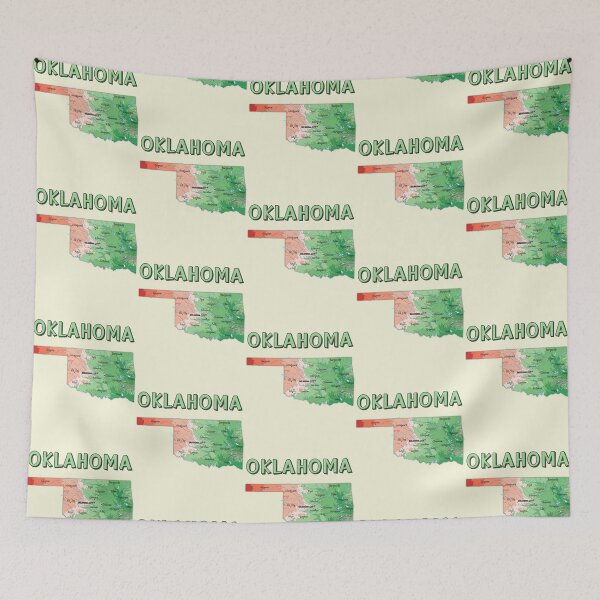 Item preview, Oklahoma State Map Typography - Retro Colorful Landscape designed and sold by mashmosh.