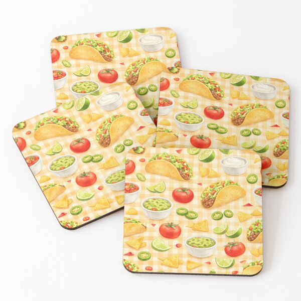 Item preview, Watercolor Seamless Taco and Nacho Pattern on Warm Background designed and sold by juthamas8426.