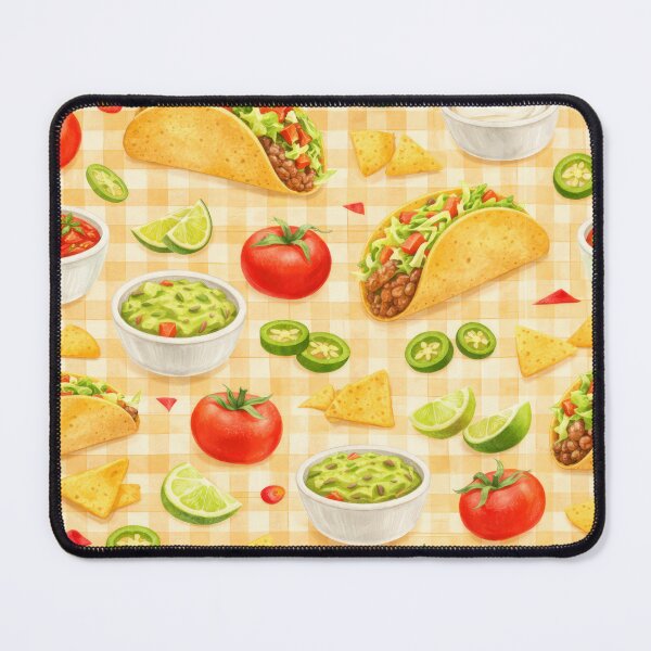 Item preview, Watercolor Seamless Taco and Nacho Pattern on Warm Background designed and sold by juthamas8426.